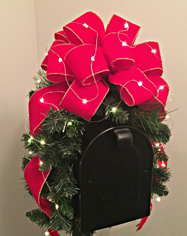 Christmas Mailbox Swag Holiday Mailbox Topper Christmas Etsy