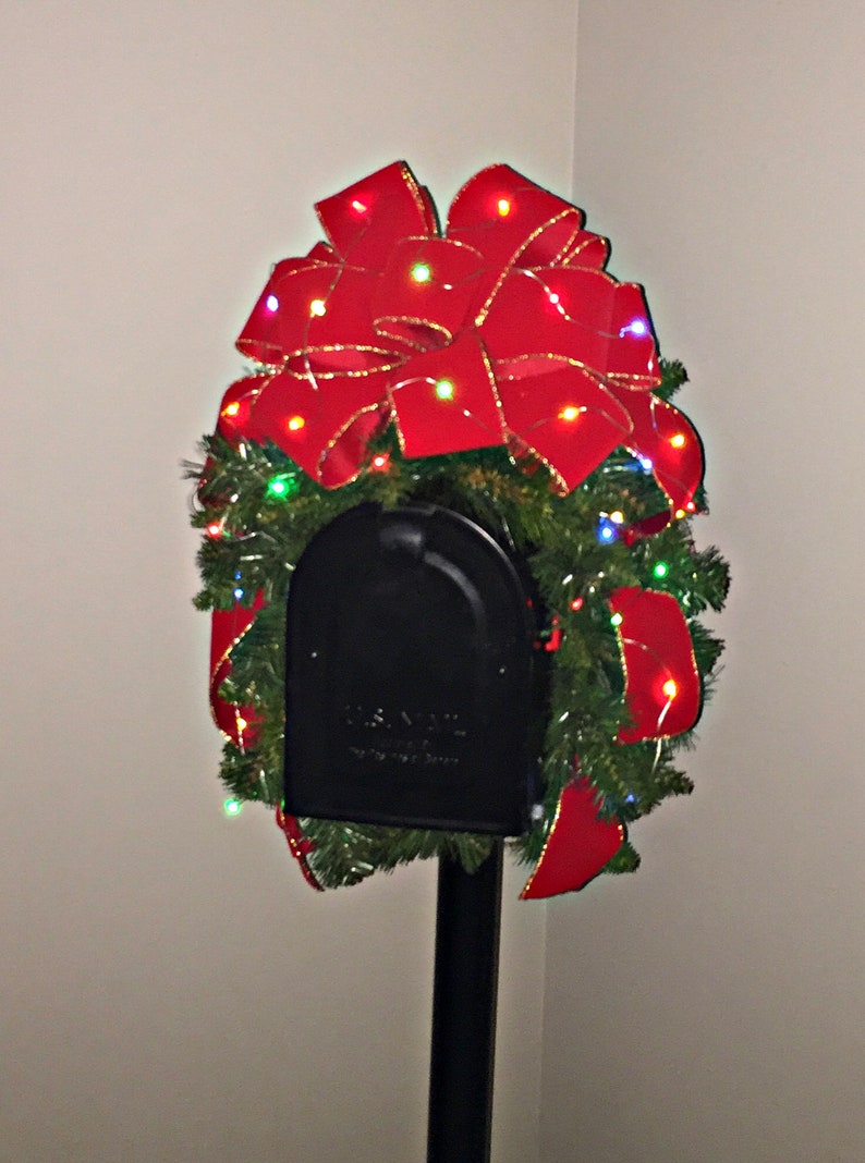 Christmas Mailbox Swag Holiday Mailbox Topper Christmas Etsy