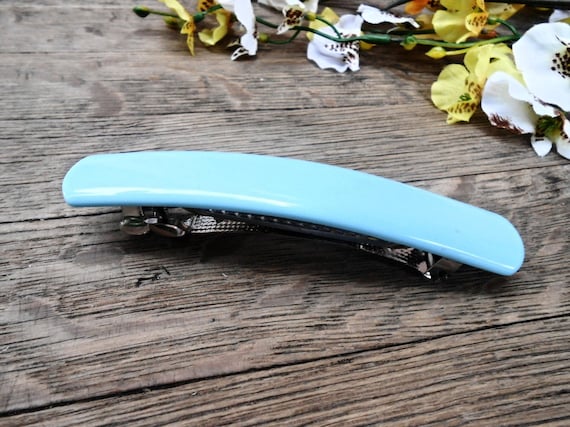 Hair Barrette Light Blue Acrylic Plastic Hair Pin Clip Barettes