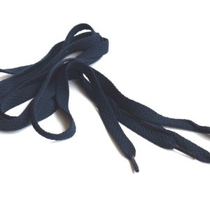 Shoe Lace 51" Navy Dark Blue Polyester Flat Wide Shoelaces Bootlaces Sport Sneakers Gym Shoes Boots Accessories Women Men Unisex Sport Wear