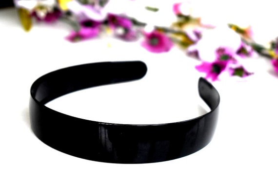 Black Acetate Wide Minimalist Headband Parcelona Chain Link Hair Band Cellulose Acetate Inner Teeth  main image 4