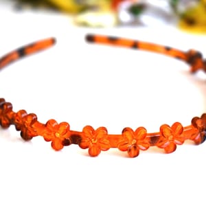 Brown Hair Headband Flower Engraved Carved Acrylic Floral Hair Accessory Plastic Celluloid Acetate Hairband Headpiece Trendy Girl Women