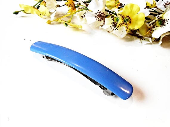 Hair Barrette Blue Acrylic Celluloid Acetate Plastic Hair Pin Etsy