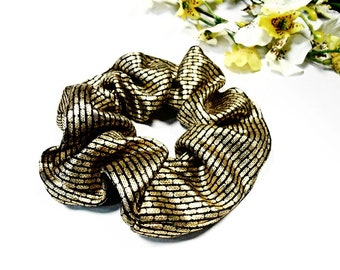 Hair Scrunchies Gold Black Stripe Fabric Ponytail Holder Bun Maker Pony Tail Wrap Hair Ties Gift Girl Women Fashion Scrunchy Accessory