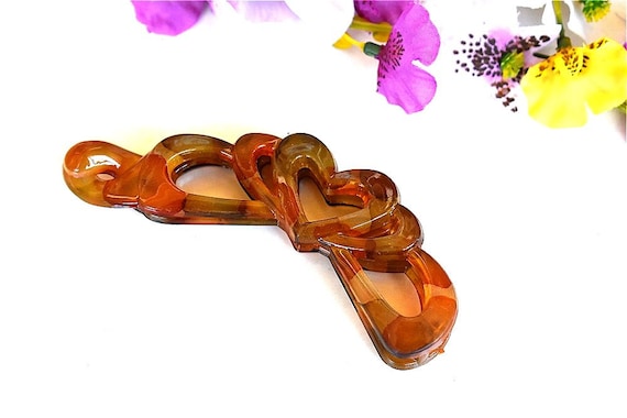 Banana Clip Orange Olive Green Ponytail Holder Hair Art Etsy