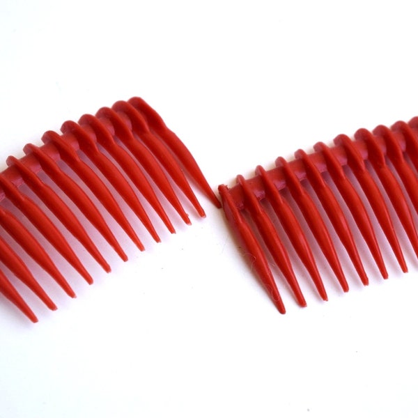 Hair Comb Set of 2 Red Pick Plastic Acrylic Bun Pin Holder Maker Accessory Fork Hair Stick Trendy Jewelry Hair Combs Pair Women Girl Gift