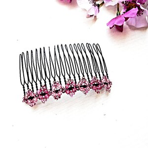 Pink Hair Comb Pearl Floral Bun Holder Maker Accessory Bridal Fork Glass Beads Bridal Wedding Crystal Bridesmaid Retro Boho Bohemian Jewelry image 5