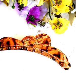 Banana Clip Brown Ponytail Holder Animal Print Frosted Hair Art Acrylic Plastic Comb Claw Clamp Jaw Tortoise Shell Barrette Pin