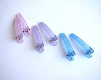 Small Alligator Hair Clip Set of 6 Blue Purple Pink Clamp Prong Acrylic Barrette Hair Pick Bun Holder Maker Women Girl Hairstyle Jewelry