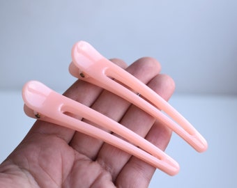Set of 2 Alligator Hair Clip 4&quot; Pink Clamp Prong Acrylic Plastic Barrette Hair Pick Bun Holder Maker Women Girl Gift Hairstyle Jewelry