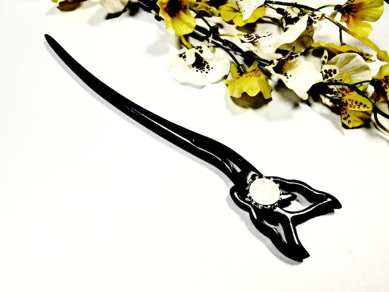 Butterfly Hair Stick Wooden Opal Gemstone Fork Pin Ebony Chopstick Art Piece Pin Pick Decoration Engraved Carved Hairpins Bun Holder Maker