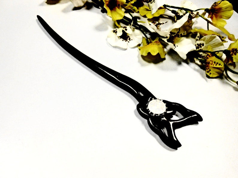 Butterfly Hair Stick Wooden Opal Gemstone Fork Pin Ebony Chopstick Art Piece Pin Pick Decoration Engraved Carved Hairpins Bun Holder Maker
