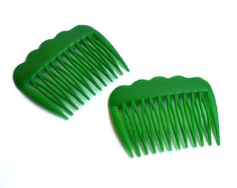 Hair Comb Set of 2 Green Pick Plastic Acrylic Bun Pin Holder Maker Accessory Fork Hair Stick Trendy Jewelry Hair Combs Pair Women Girl Gift