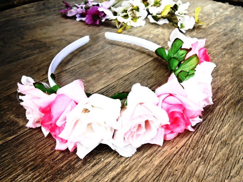 Rose Flower Headband Fabric Roses Hair Piece Floral Head Band Etsy