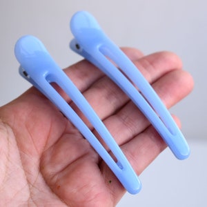Set med 2 Alligator Hårspännen 10 cm Blå Klämma Akryl Plast Hårspänne Hårplockning Bun Hållare Maker Dam Flickor Present Frisyr Smycken
