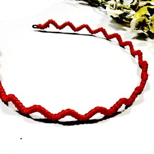 Red Headband Wire Tiara Band Wreath Cotton String Hairband Headpiece Trendy Hair Headpiece Art Accessory Girl Women Gift Jewelry