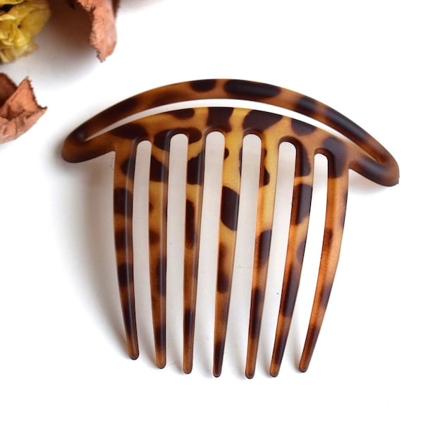 Peigne à cheveux Matte Brown Yellow Animal Print Tortoise Shell Celluloid Accetate Plastic Acrylic Bun Pin Holder Maker Accessoire Fork Hair Jewelry