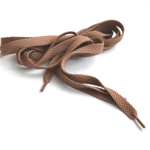 Shoe Lace 51" Light Brown Polyester Flat Wide Shoelaces Bootlaces Sport Sneakers Gym Shoes Boots Accessories Women Men Unisex Sport Wear