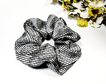 Hair Scrunchies Silver Black Stripe Fabric Ponytail Holder Bun Maker Pony Tail Wrap Hair Ties Gift Girl Women Fashion Scrunchy Accessory