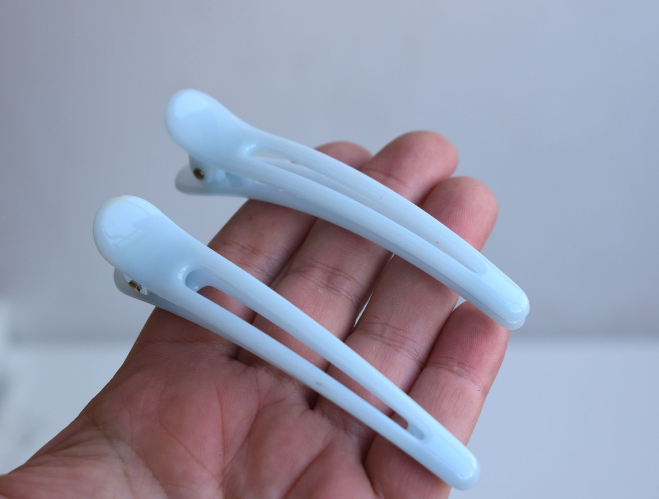 Set of 2 Alligator Hair Clip 4&quot; Light Blue Clamp Prong Acrylic Plastic Barrette Hair Pick Bun Holder Maker Women Girl Gift Hairstyle Jewelry