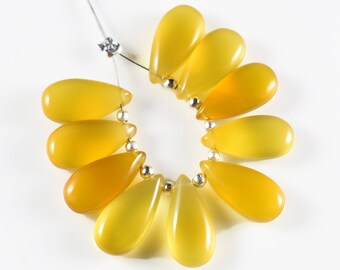 Yellow Chalcedony Smooth Pear Bead Chalcedony Beads Yellow Chalcedony Bead Yellow Chalcedony Pear Shape 10 Pcs Briolette 15x7 MM RGP251-05
