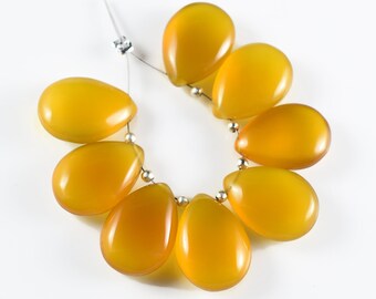 Yellow Chalcedony Smooth Pear Bead Chalcedony Beads Yellow Chalcedony Bead Yellow Chalcedony Pear Shape 10 Pcs Briolette 15x7 MM RGP251-05