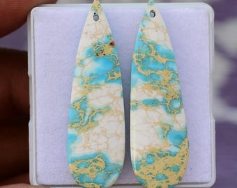 Drilled Sediment Jasper Cabochons, Matched Pair, Handmade Gemstone for Earrings