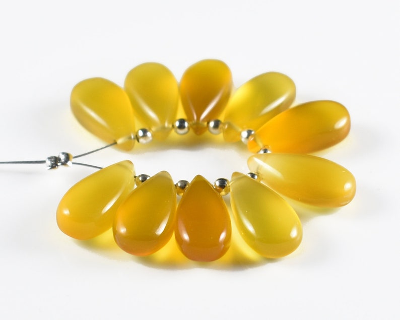 Yellow Chalcedony Smooth Pear Bead Chalcedony Beads Yellow Chalcedony Bead Yellow Chalcedony Pear Shape 10 Pcs Briolette 15x7 MM RGP251-05