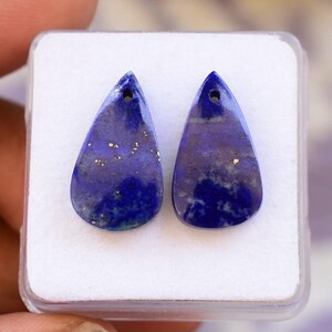 Lapis Lazuli Jewelry Making Pair, Natural Drilled Blue Cabochon