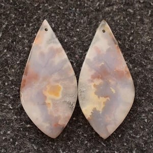 Soft Pink Plume Agate Pair, Natural Drilled Gemstone