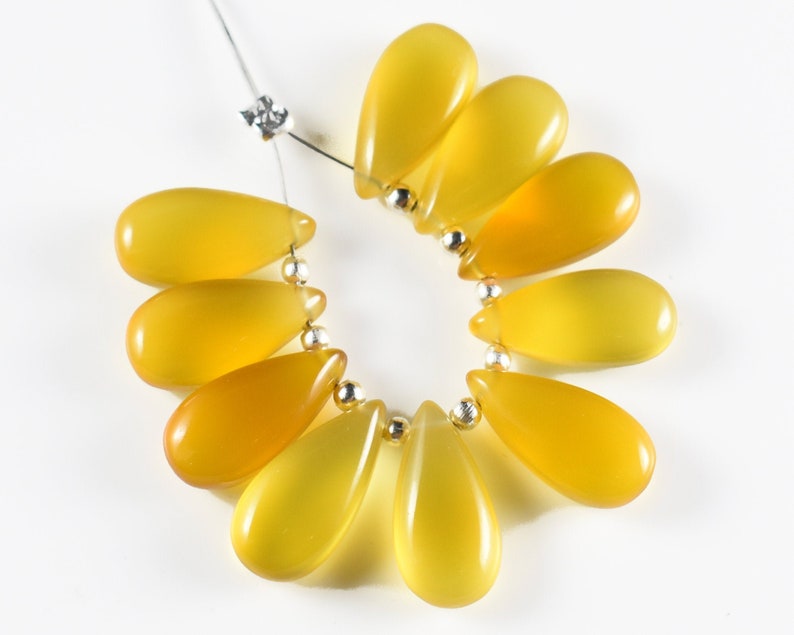 Yellow Chalcedony Smooth Pear Bead Chalcedony Beads Yellow Chalcedony Bead Yellow Chalcedony Pear Shape 10 Pcs Briolette 15x7 MM RGP251-05