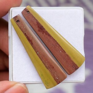 Cherry Creek Jasper Cabochons: Drilled Gemstone Pair, 43x13mm