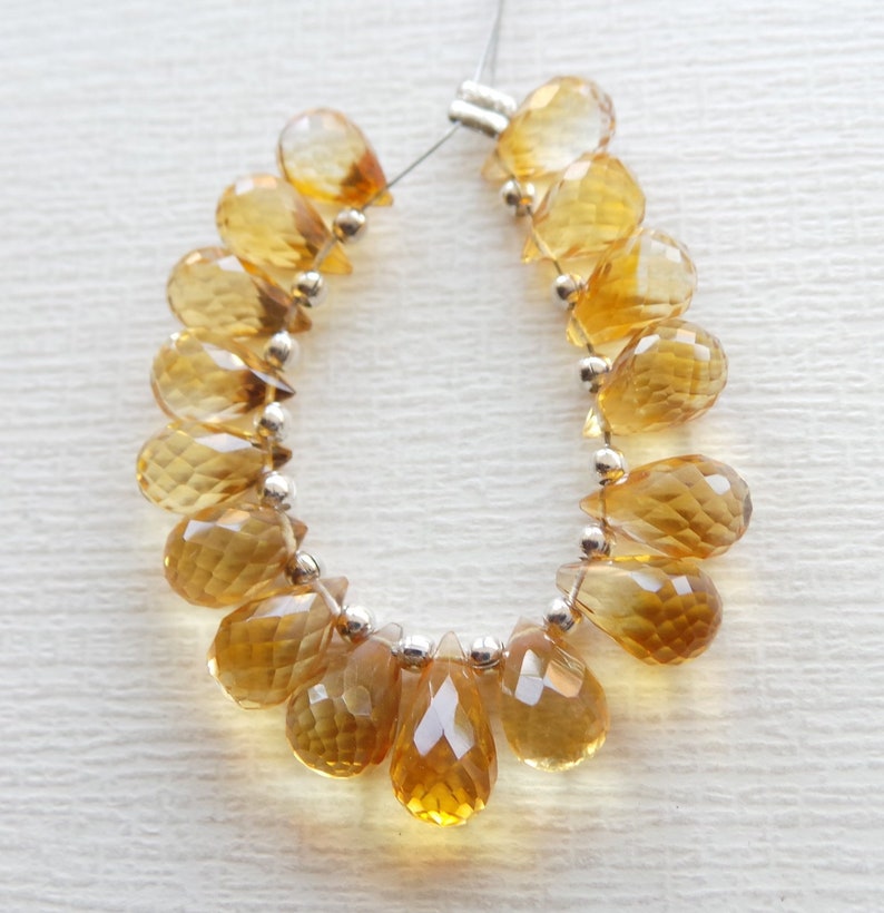 Golden Citrine Citrine Faceted Tear Drop Shape 16 Pcs Briolettes Natural Citrine 8x6-10x6 MM Faceted Citrine AAA Citrine Citrine Beads
