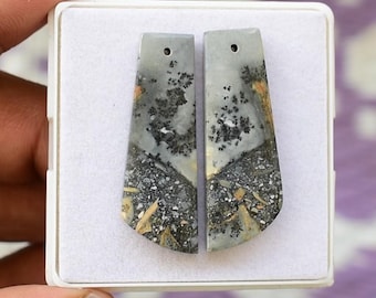 Maligano Jasper Cabochon Pair: Drilled Gemstone Beads, 37x13mm