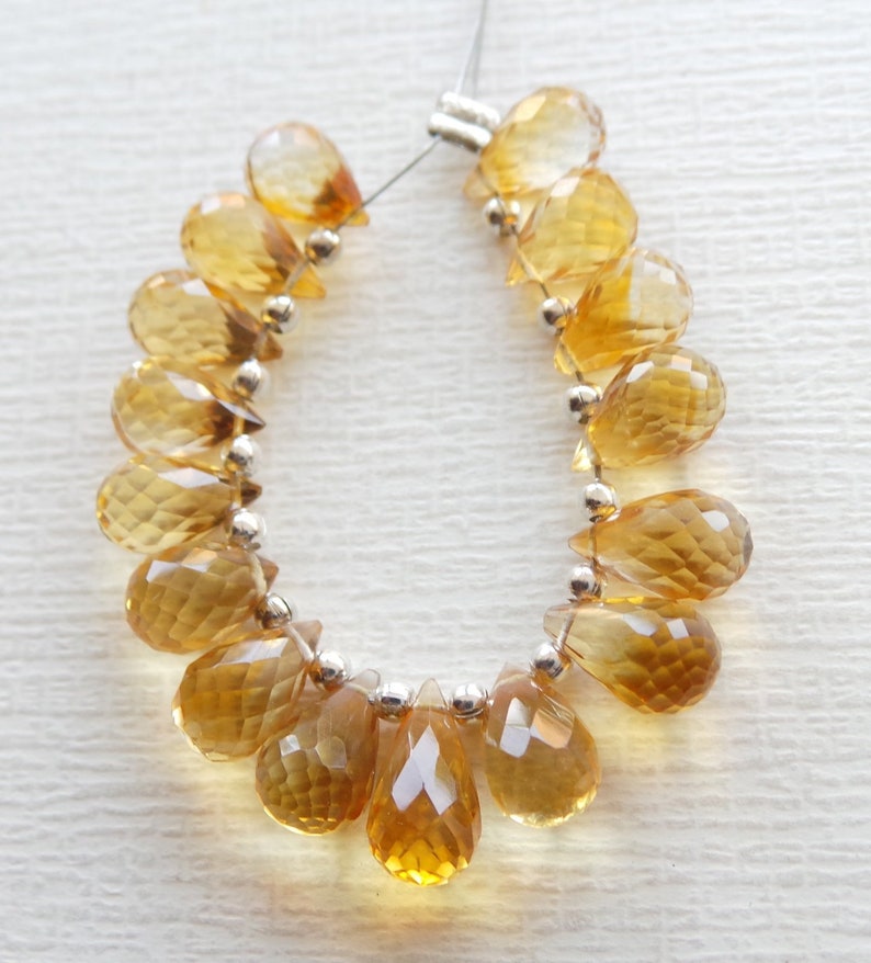 Golden Citrine Citrine Faceted Tear Drop Shape 16 Pcs Briolettes Natural Citrine 8x6-10x6 MM Faceted Citrine AAA Citrine Citrine Beads