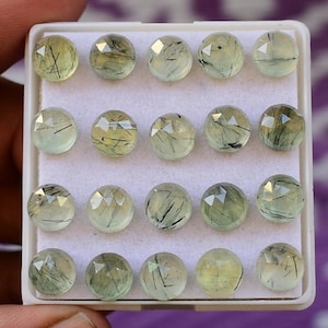 8mm Prehnite Rosecut Flat Back Gemstone 10 Pieces Lot For Jewelry Making, Pendant, Ring