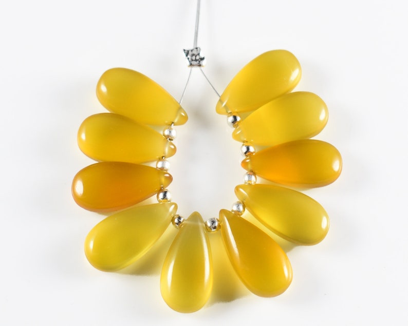 Yellow Chalcedony Smooth Pear Bead Chalcedony Beads Yellow Chalcedony Bead Yellow Chalcedony Pear Shape 10 Pcs Briolette 15x7 MM RGP251-05