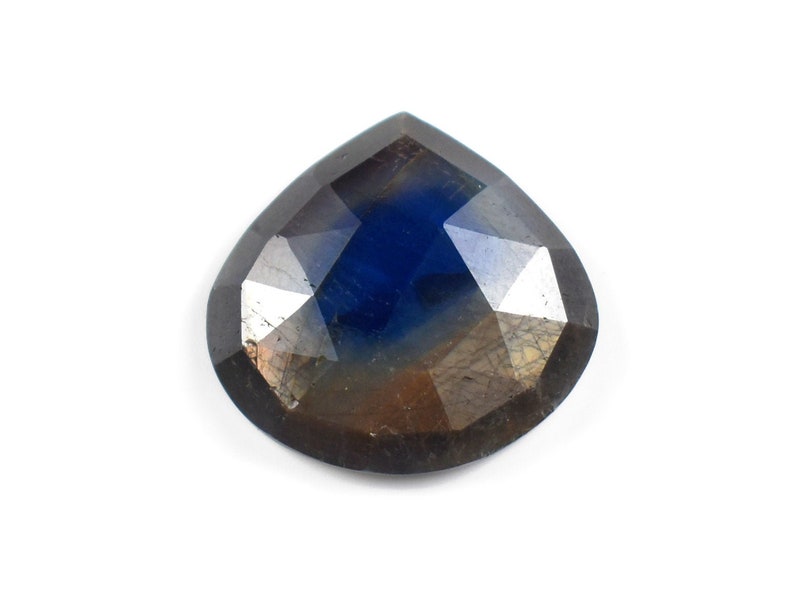 Heart Shape Copper Sapphire Natural Copper Shine Sapphire Gemstone One Side Faceted Rose Cut RGP76-01 Chocolate Sapphire 20x21 MM