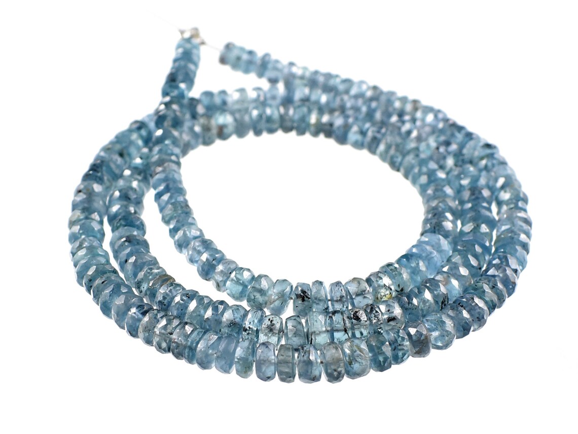 Teal Blue Kyanite Gemstone Moss Kyanite Rondelle Beads Natural | Etsy