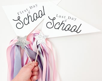First day of school | Last day of school pennant flag set