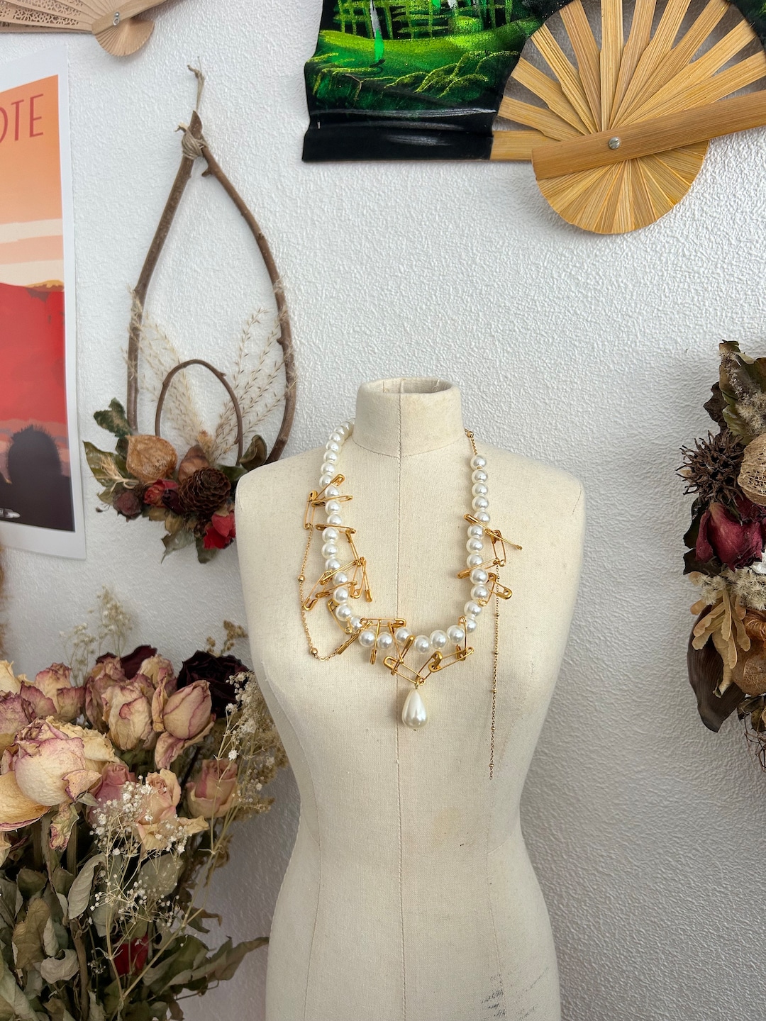 Pearl and Safety Pins Necklace Pearl and Safety Pins Etsy