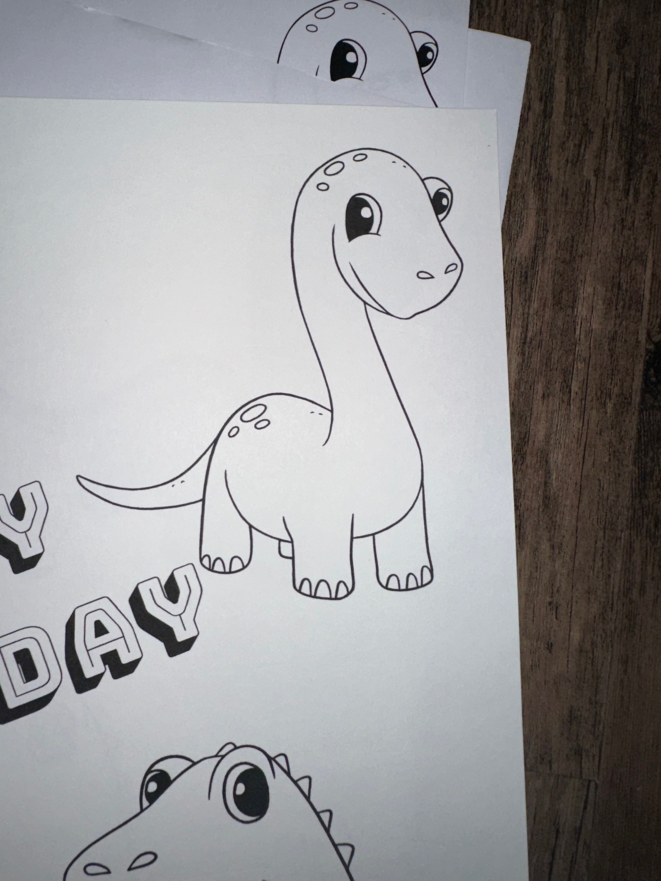 Dinosaur Coloring Sheet, Happy Birthday Coloring Sheet, Coloring Sheet ...