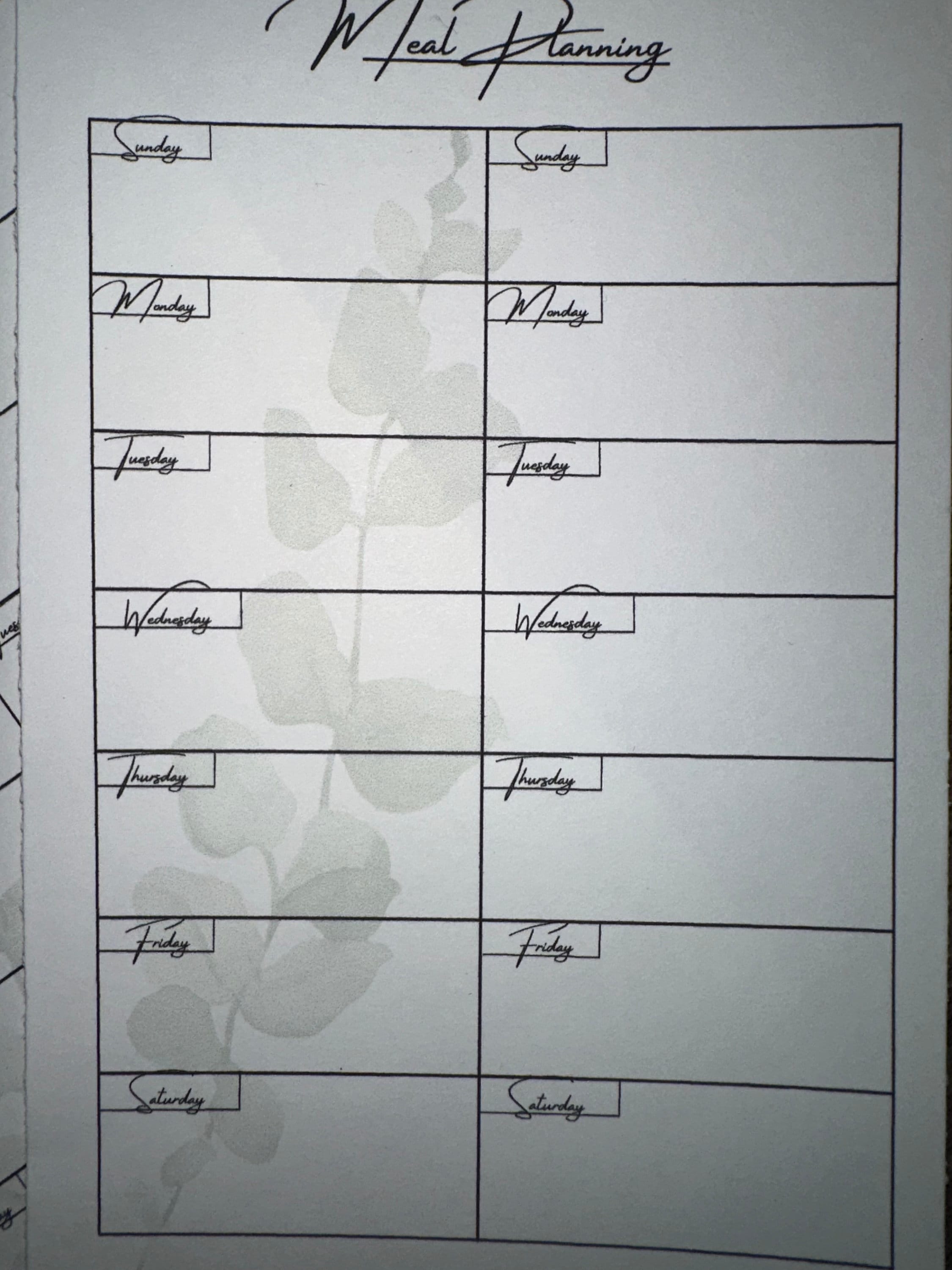 Floral Weekly Meal Planner: Printable Menu List (PDF Download) - Etsy