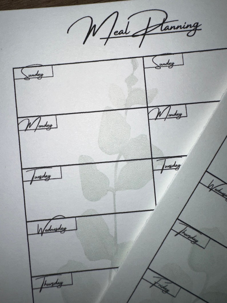 Floral Weekly Meal Planner: Printable Menu List (PDF Download) - Etsy