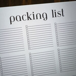 Blank Packing List, Packing List, Travel List, Vacation List, What to Pack, What do I need