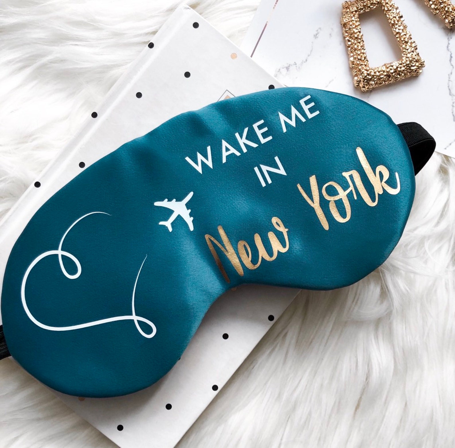 Custom sleep mask Travel Airplane Eye mask Wake me in New York Etsy