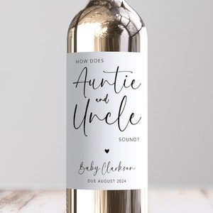 How Does Auntie and Uncle Sound Wine Label, Personalised Pregnancy Announcement, Custom Surprise Baby Announcement, Sister, Friend, Brother