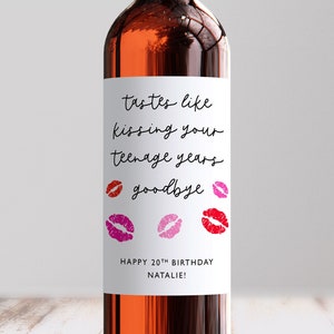 Étiquette de vin, Cadeau personnalisé pour 20e anniversaire, Bonne fête à 20 ans, Ami, sœur, fille
