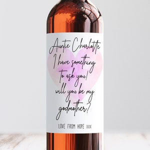 Étiquette de vin personnalisée tante de proposition de marraine, autocollant de vin de marraine de meilleures amies personnalisées uniquement, carte seras-tu ma marraine