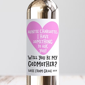 Étiquette de vin personnalisée tante de proposition de marraine, autocollant personnalisé de vin de marraine d'amis de meilleures soeurs, seras-tu ma marraine